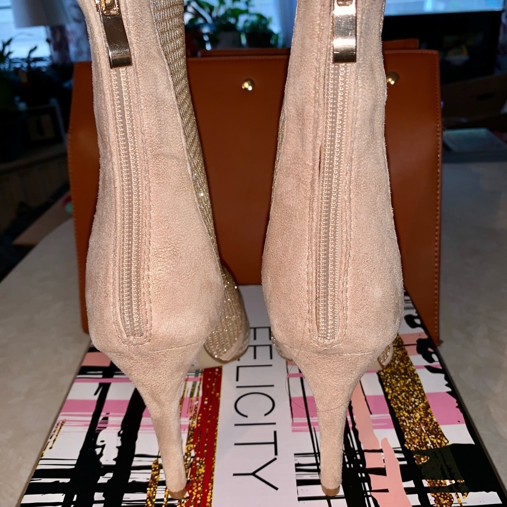 GLITTER FISHNET STILETTO BOOTIES - Picture 3 of 10